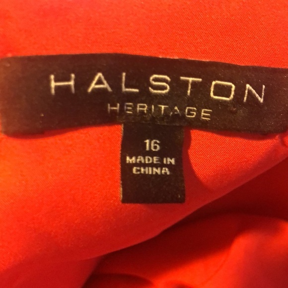 Halston Heritage Chiffon Halter Maxi Dress Sz. 16 Red Draped Neck Cockta… - Picture 12 of 12